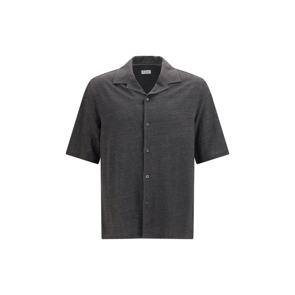 Brunello Cucinelli Gray Linen Shortsleeve Shirt