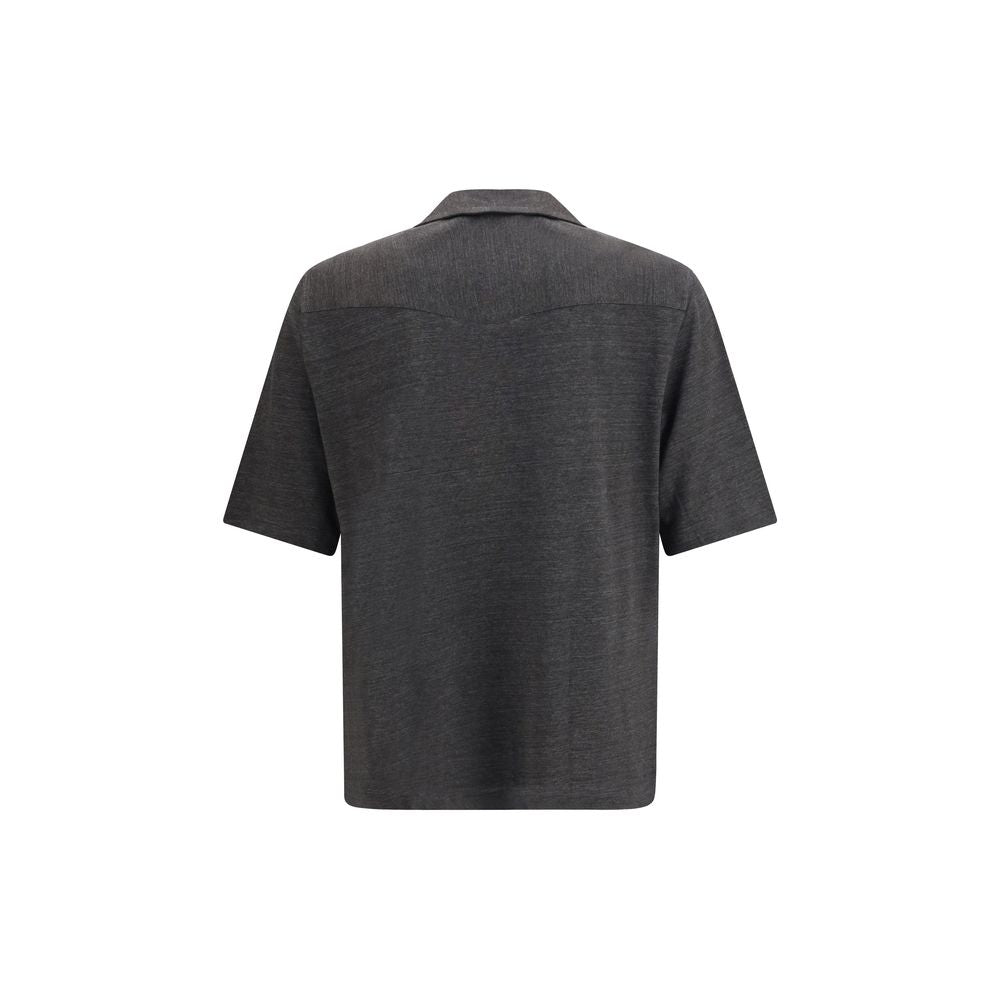 Brunello Cucinelli Gray Linen Shortsleeve Shirt