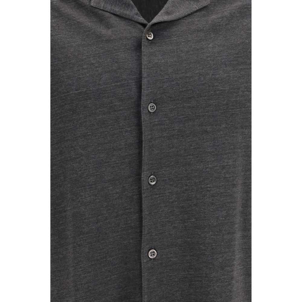 Brunello Cucinelli Gray Linen Shortsleeve Shirt