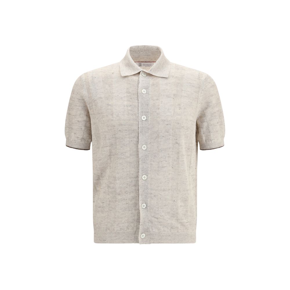 Brunello Cucinelli Beige Cotton Polo Shirt