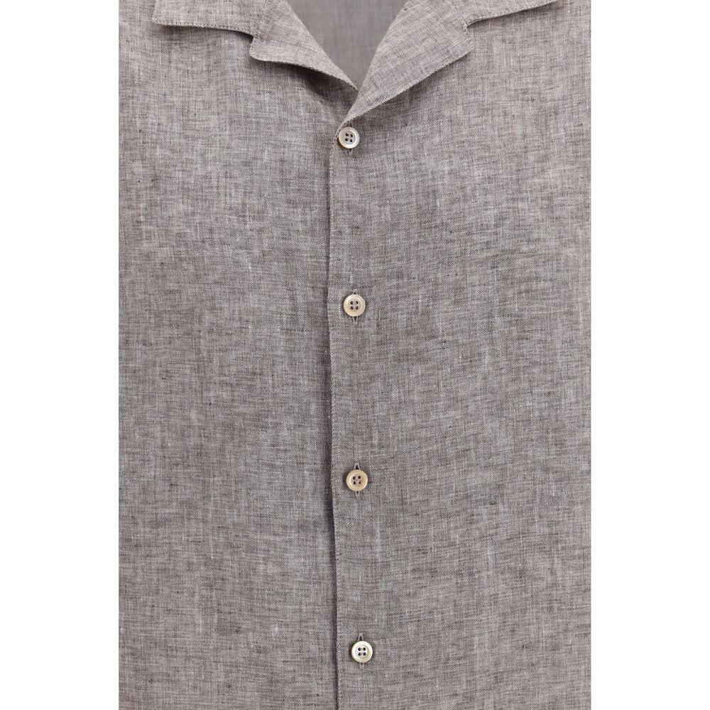 Brunello Cucinelli Gray Linen Shortsleeve Shirt