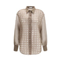 Brunello Cucinelli Beige Silk Pattern Shirt