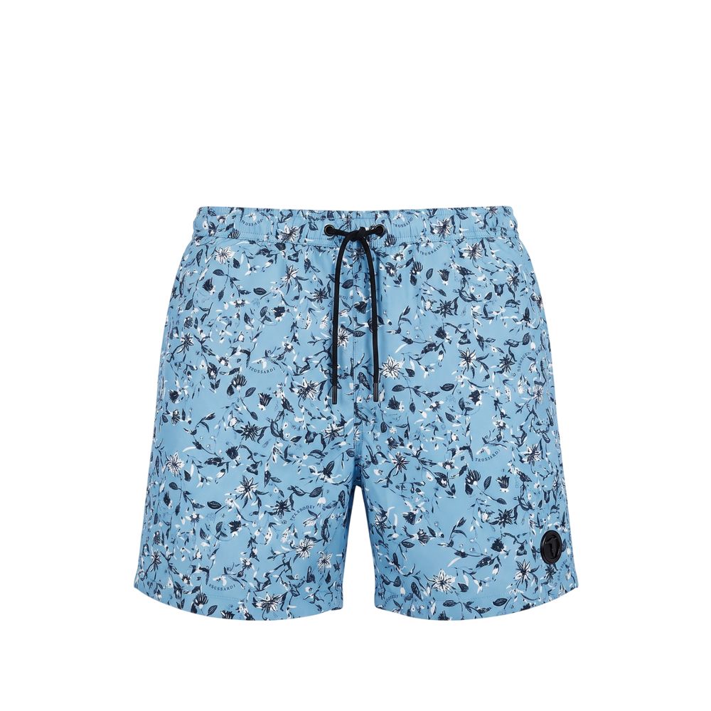 Trussardi Beachwear Light Blue Polyester Men Swim Trunk