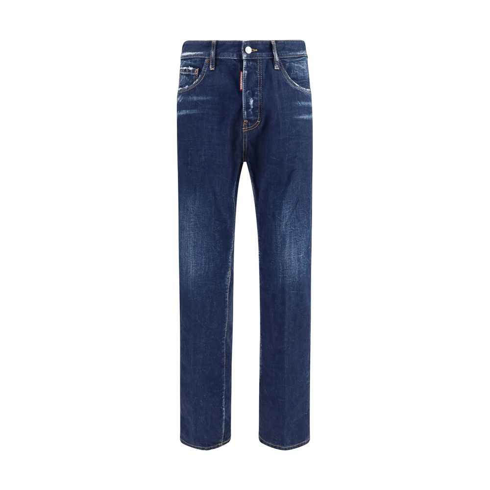 Dsquared² Blue Cotton Straight-Leg Jeans