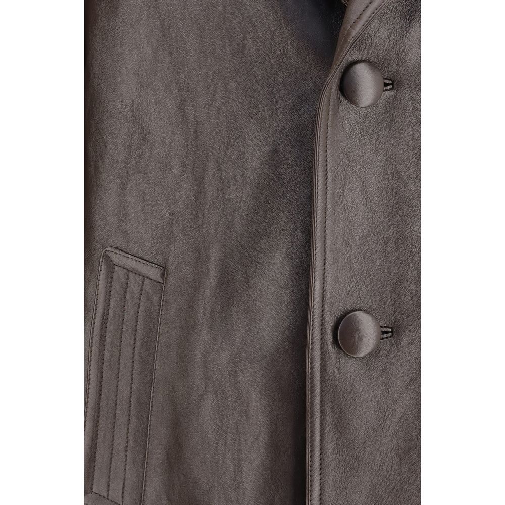 Prada Brown Lamb Leather Leather Jacket