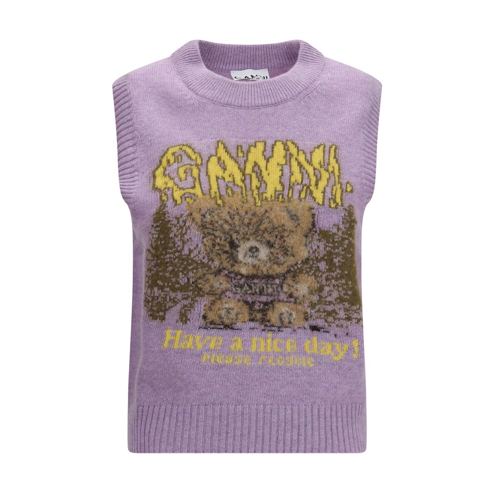 Ganni Purple Alpaca Vicugna Pacos Sleeveles Sweater