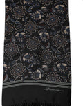 Dolce & Gabbana Black Silk Floral Paisley Fringed Shawl Scarf