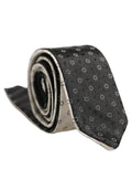 Dolce & Gabbana Black White Geometric Silk Adjustable Tied Necktie Tie