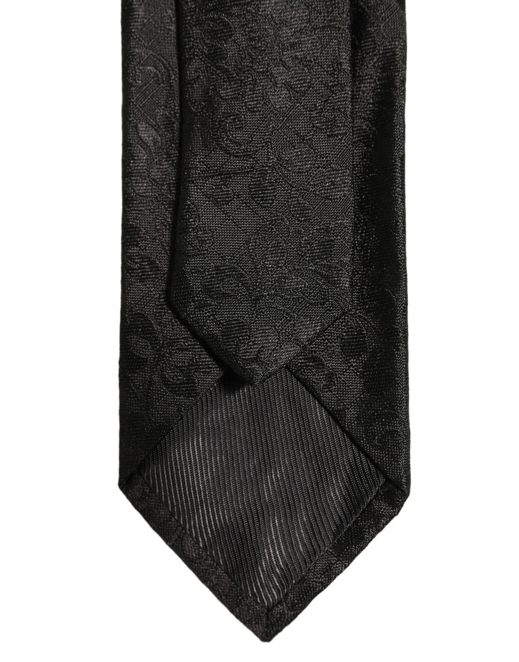 Dolce & Gabbana Men Black Silk Tonal Floral Adjustable Tied Necktie Tie