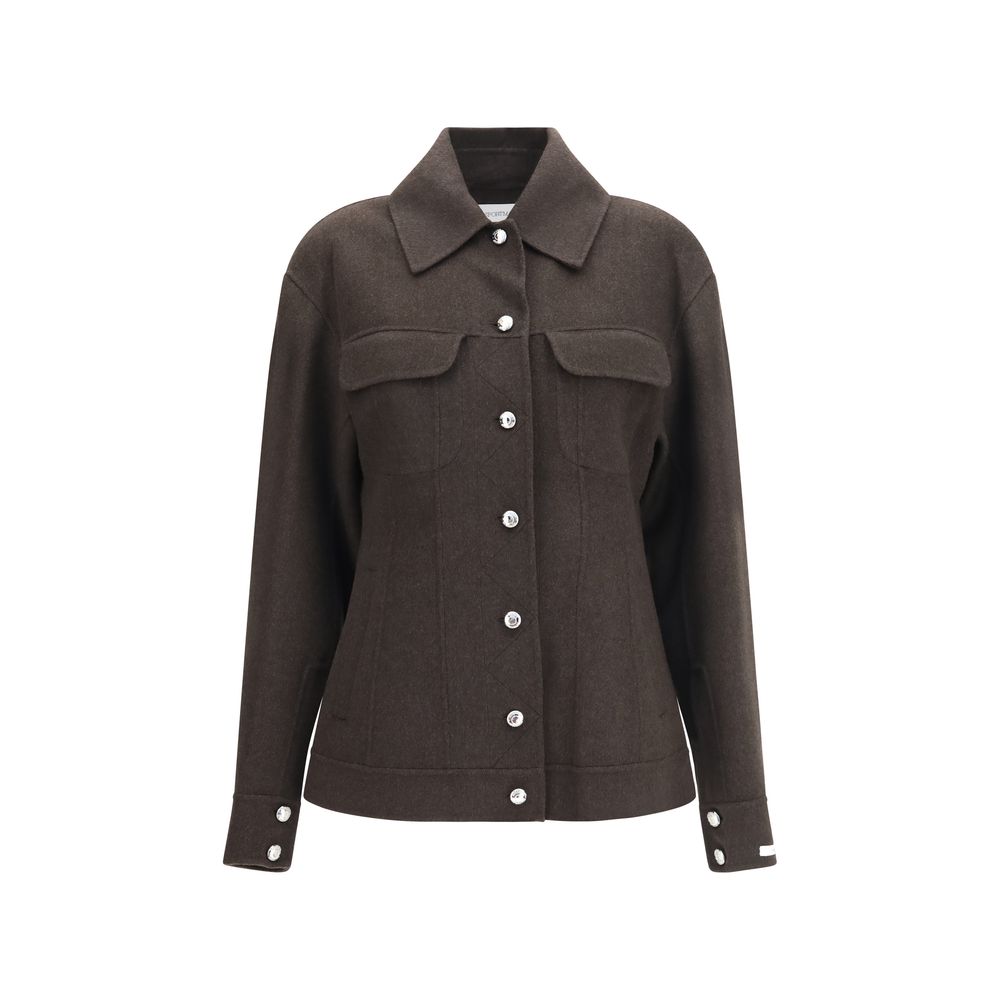 Max Mara Brown Wool Oves Aries Denim Jacket