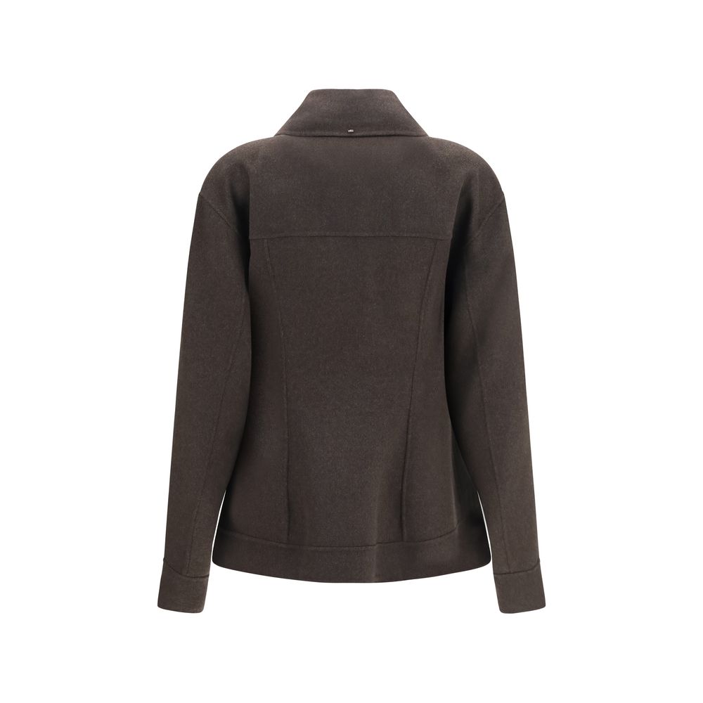 Max Mara Brown Wool Oves Aries Denim Jacket