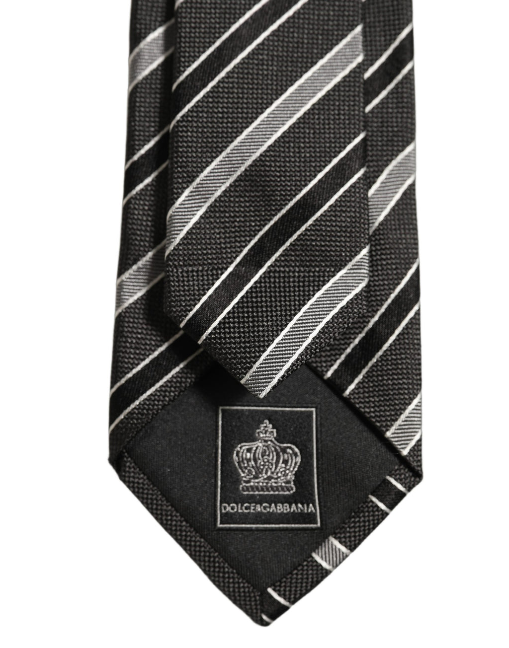 Dolce & Gabbana Black Gray Stripes Silk Adjustable Necktie Accessory Tie