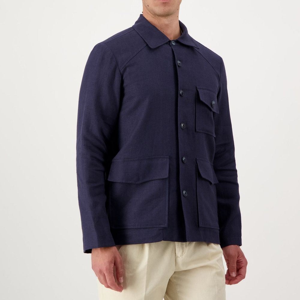 Autore Navy Blue Linen Jacket