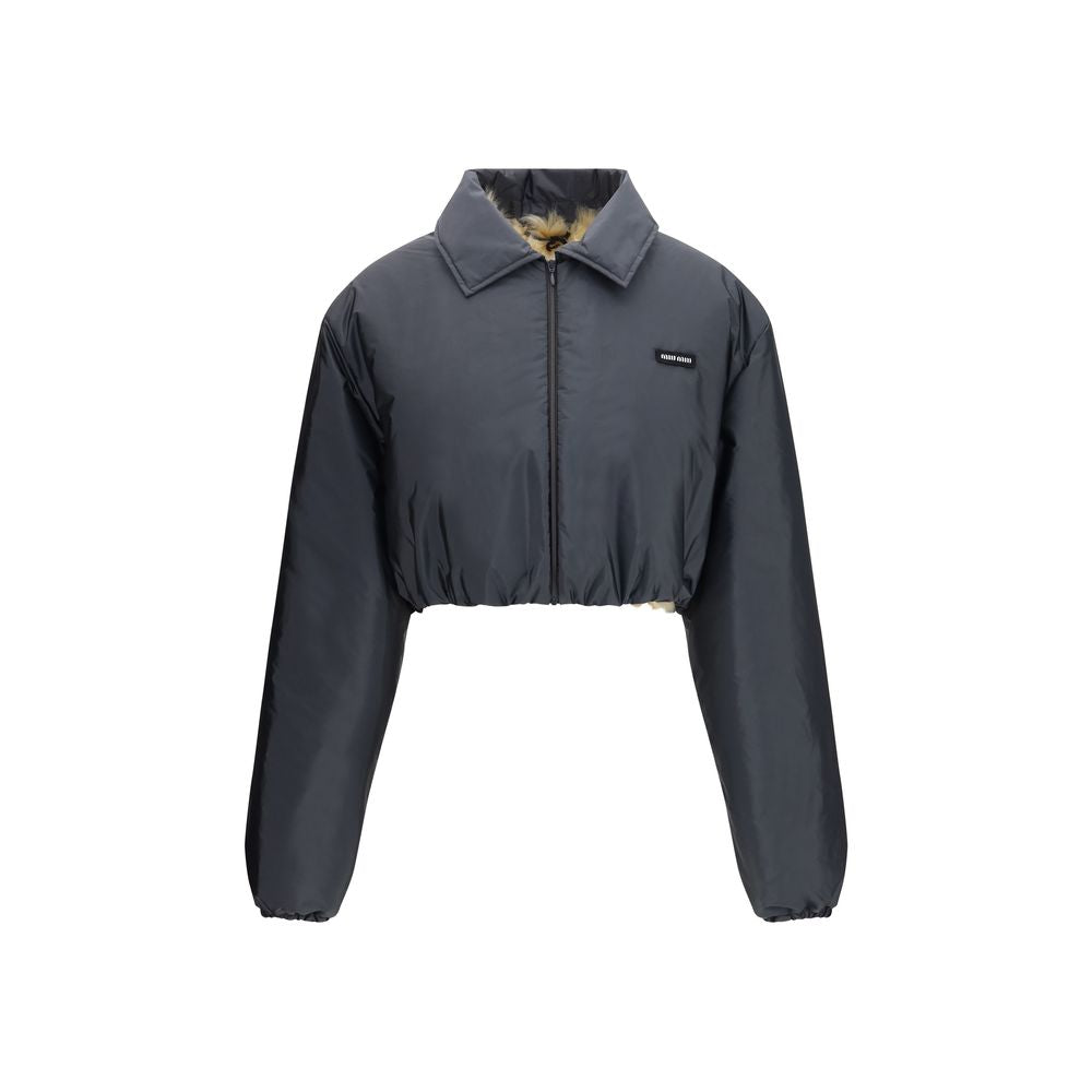 Miu Miu Gray Recycled Polyamide Full-Length Jacket