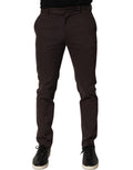 Dolce & Gabbana Brown Cotton Skinny Leg Dress Trouser Pants