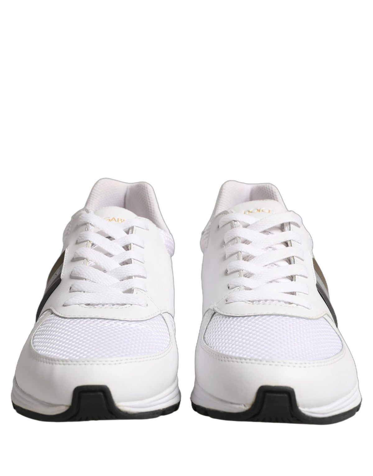 Dolce & Gabbana White Leather Mesh Low Top Neb Sneakers Shoes