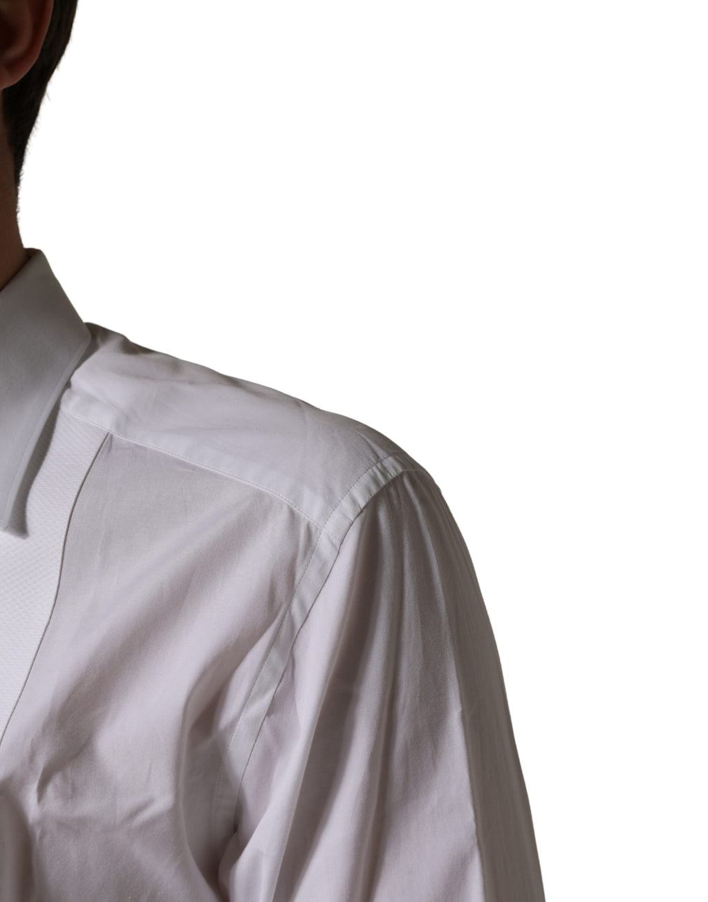 Dolce & Gabbana White Cotton Collared Bib GOLD Dress Shirt