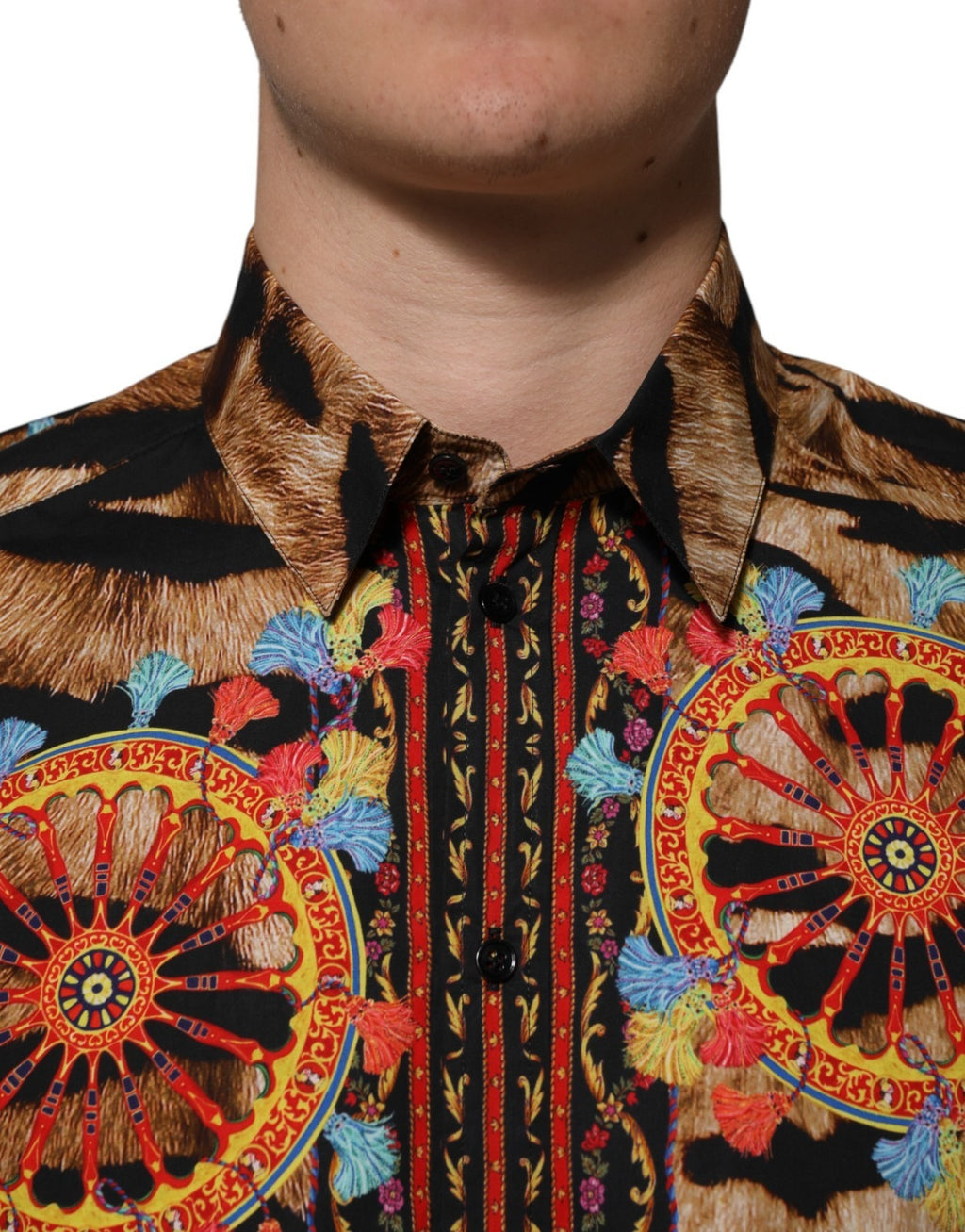 Dolce & Gabbana Cotton Tiger Carretto Long Sleeve Shirt