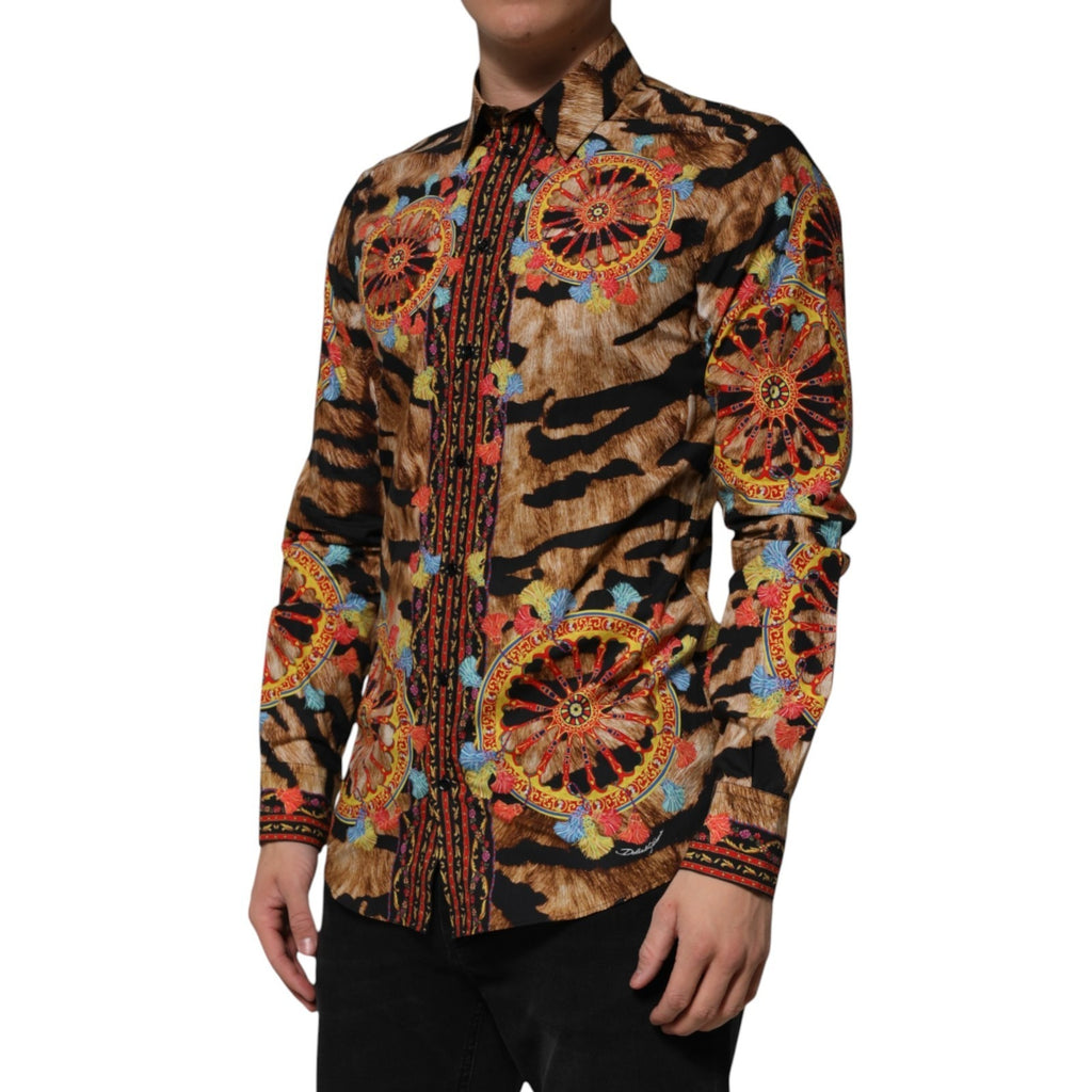 Dolce & Gabbana Cotton Tiger Carretto Long Sleeve Shirt