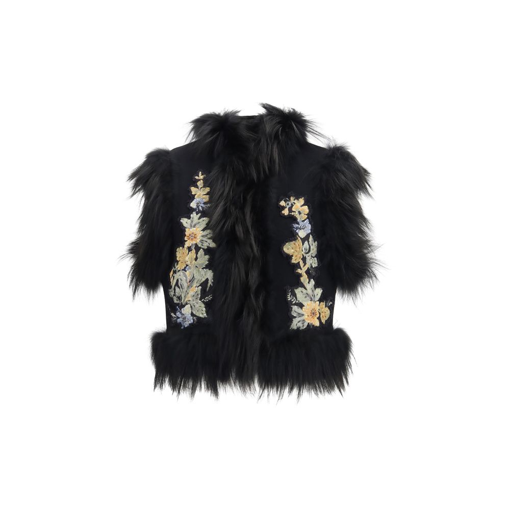 Fendi Black Wool Oves Aries Sleeveless Jacket