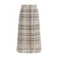 Brunello Cucinelli Beige Silk Midi Skirt