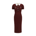 Self-Portrait Bordeaux Polyester Casual Dress
