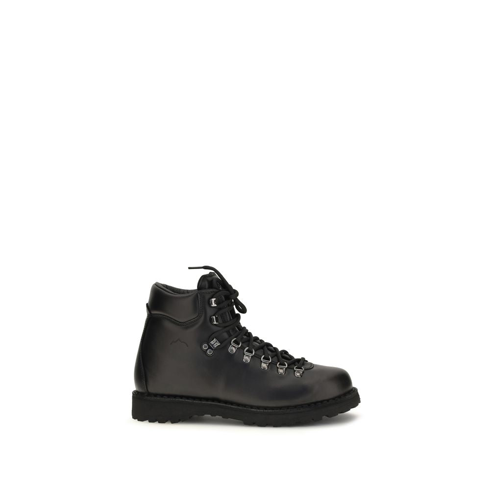 Diemme Black Calf Leather Bos Taurus Lace-Up Boots