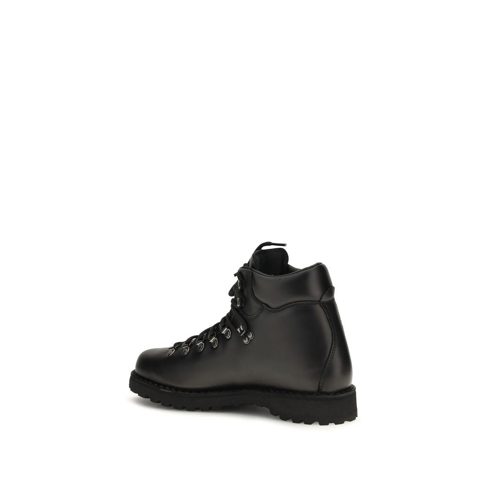 Diemme Black Calf Leather Bos Taurus Lace-Up Boots