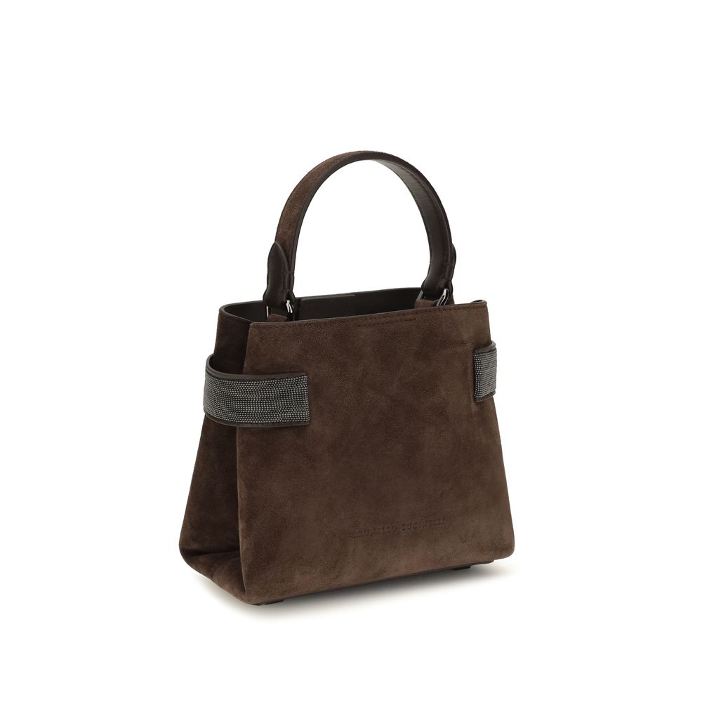 Brunello Cucinelli Brown Calf Leather Bos Taurus Shoulder Bag