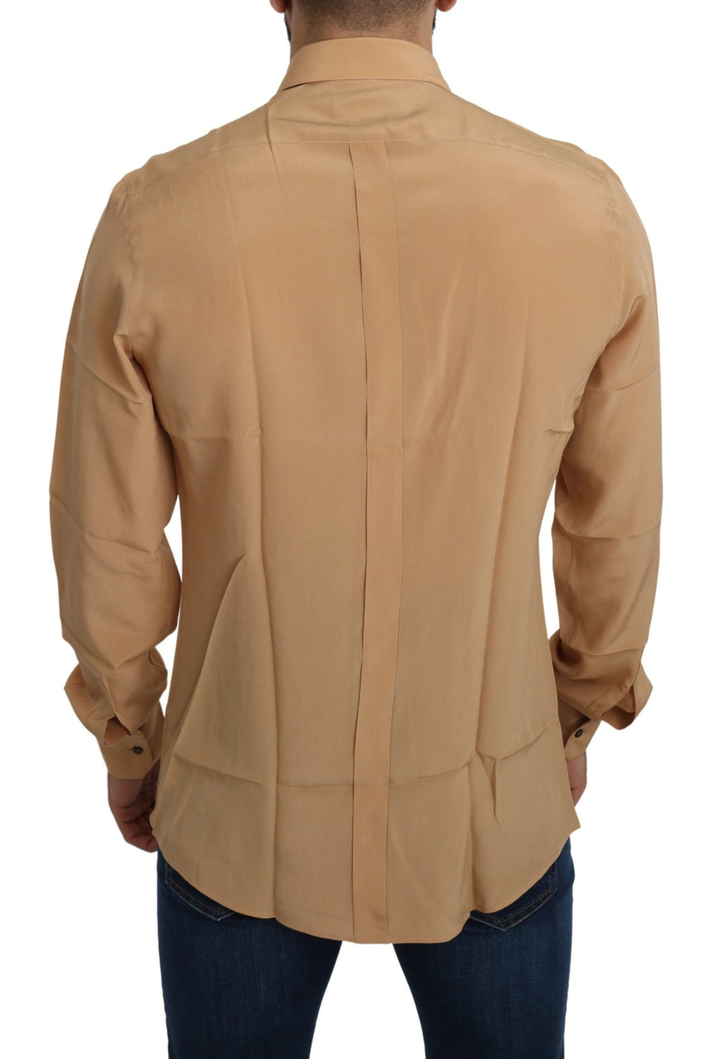Dolce & Gabbana Yellow 100% Silk GOLD Top Slim Shirt