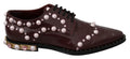 Dolce & Gabbana Bordeaux Leather Crystal Pearls Formal Shoes