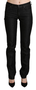 Ermanno Scervino Black Mid Waist Skinny Slim Denim Trouser