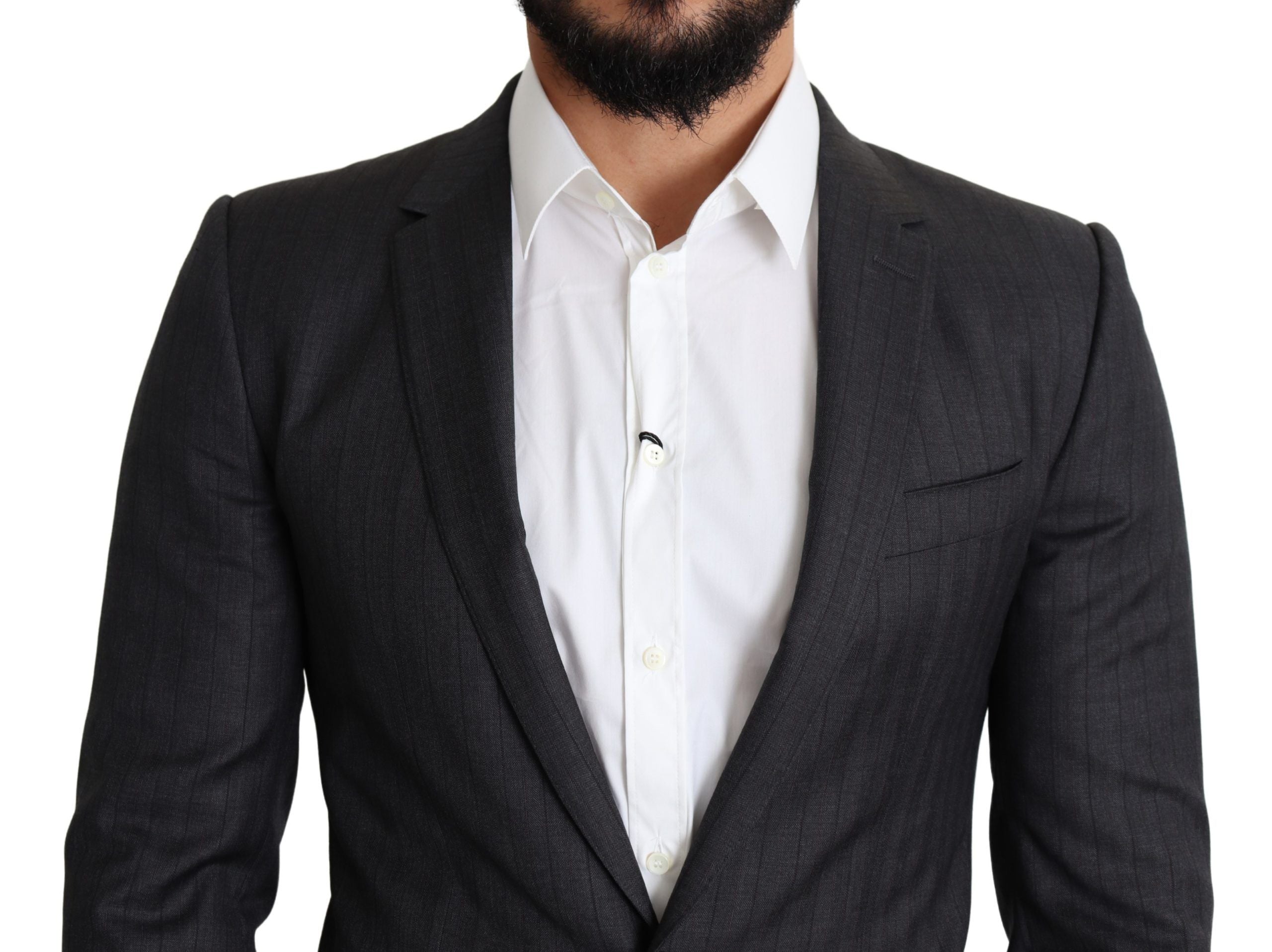Dolce & Gabbana Dark Gray Wool Single Breasted Coat MARTINI Blazer