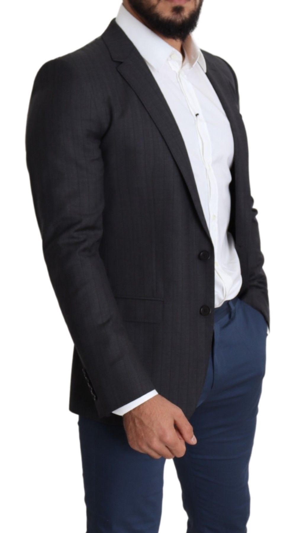 Dolce & Gabbana Dark Gray Wool Single Breasted Coat MARTINI Blazer