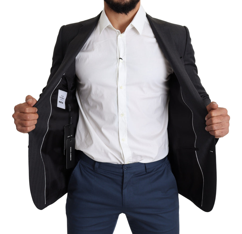 Dolce & Gabbana Dark Gray Wool Single Breasted Coat MARTINI Blazer