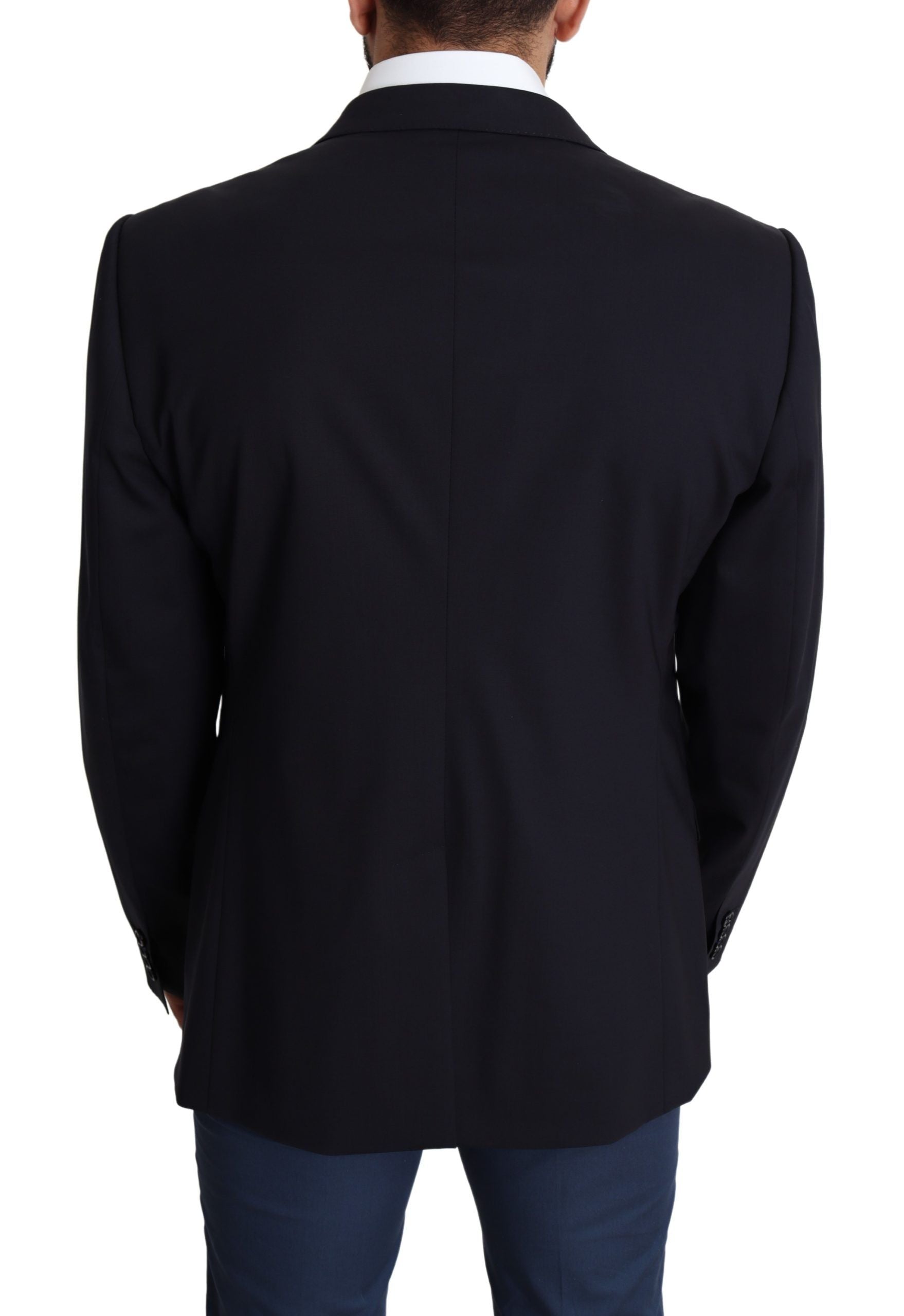 Dolce & Gabbana Dark Blue Wool Stretch Men Coat MARTINI Blazer
