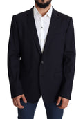 Dolce & Gabbana Dark Blue Wool Stretch Men Coat MARTINI Blazer