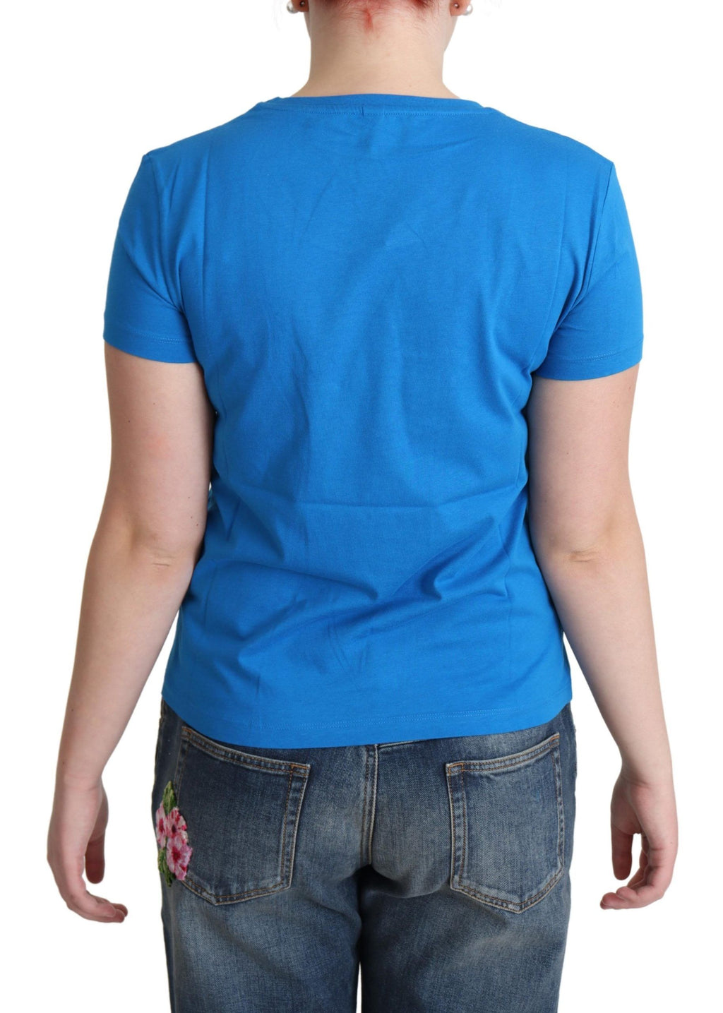 Moschino Blue Cotton Come Play 4 Us Print T-shirt
