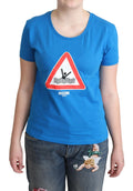 Moschino Blue Cotton Swim Graphic Triangle T-shirt