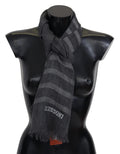 Missoni Gray Striped Wool Unisex Neck Wrap Fringes Scarf