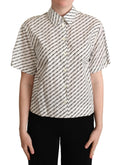 Dolce & Gabbana White Dotted Collared Blouse Shirt
