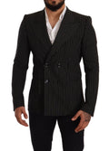 Dolce & Gabbana Dark Gray White Striped Slim Fit Coat Blazer