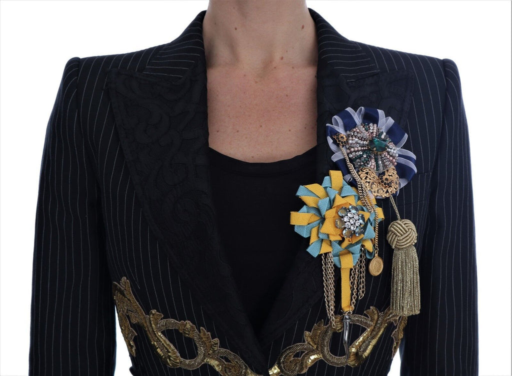 Dolce & Gabbana Dark Gray Crystal Fairy Tale Blazer Jacket