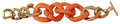 Ermanno Scervino Gold Orange Chain Wide Brass Plastic Bracelet