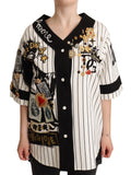 Dolce & Gabbana White Cotton Crystal Charms Amore Shirt