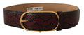 Dolce & Gabbana Red Exotic Leather Gold Oval Buckle Belt