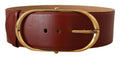 Dolce & Gabbana Maroon Leather Gold Metal Oval Buckle Belt