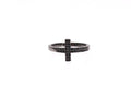 Nialaya Black CZ Cross Rhodium 925 Ring