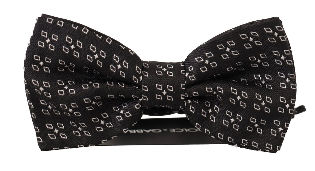Dolce & Gabbana Dark Gray White Polka Dot 100% Silk Neck Papillon Tie