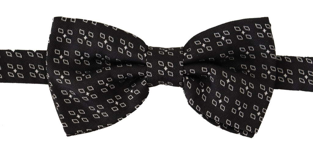 Dolce & Gabbana Dark Gray White Polka Dot 100% Silk Neck Papillon Tie